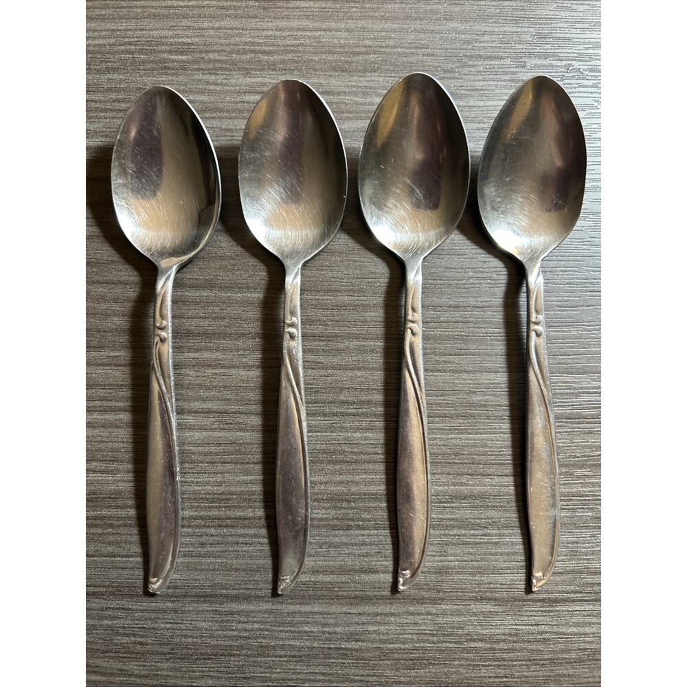 Hull Riptide 4 Teaspoons Vintage Stainless Steel Flatware Korea Dorzel